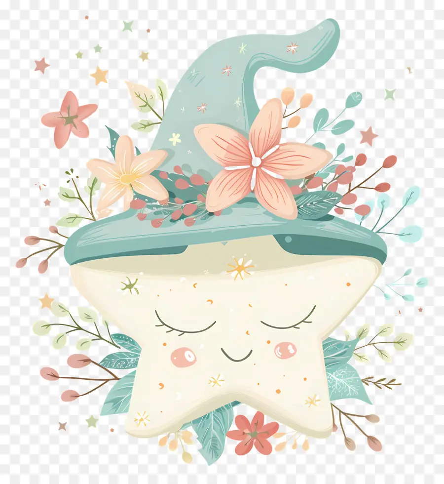 Étoile Mignonne，Étoile Blanche Avec Chapeau PNG