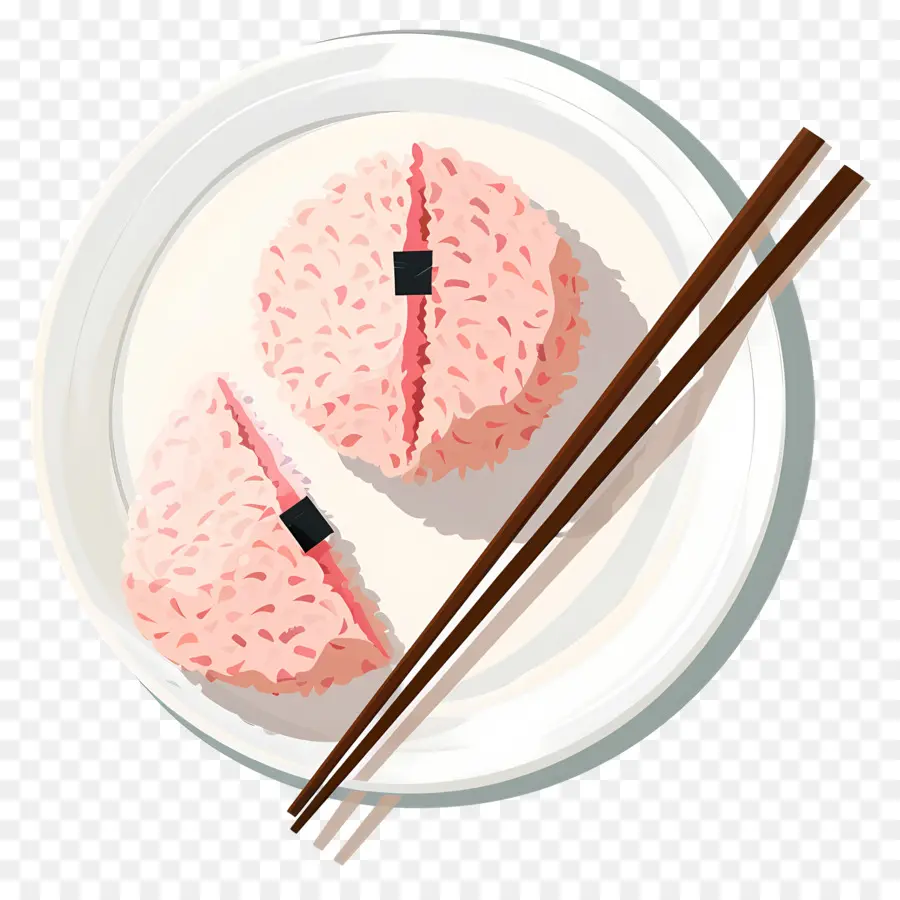 Umeboshi Onigiri，Boulettes De Riz Rose PNG