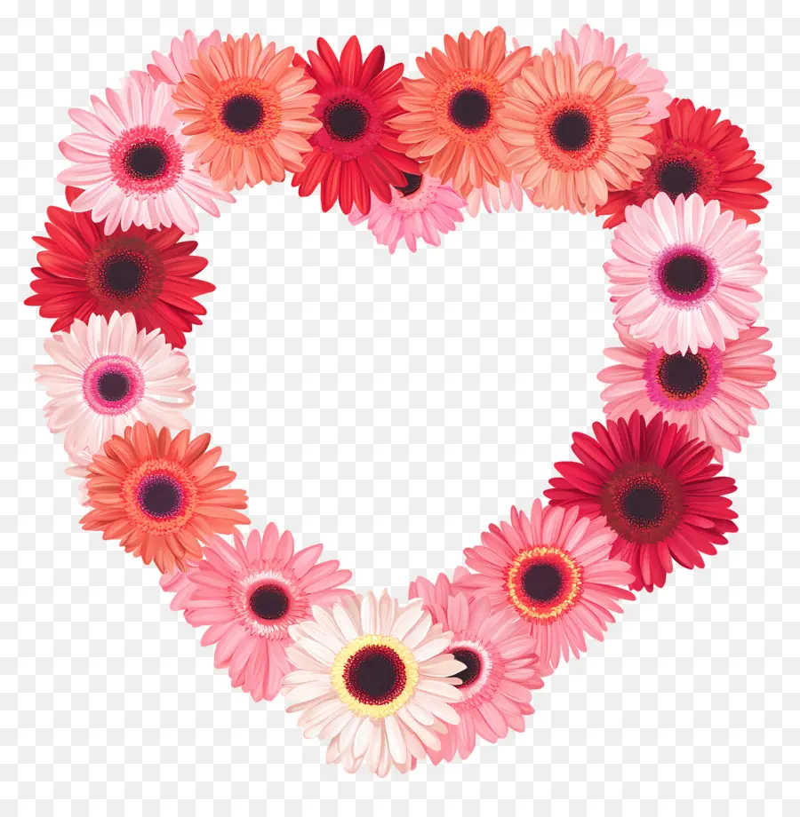 Cadre Coeur，Fleurs PNG