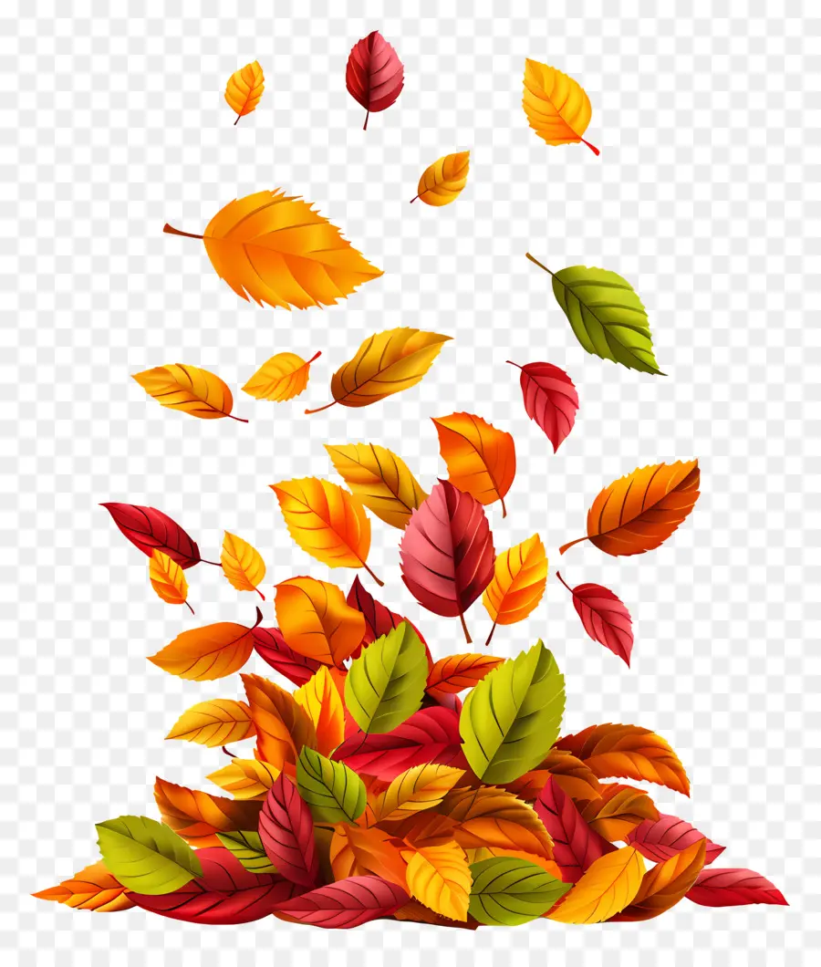 Feuilles Flottantes，Tas De Feuilles D'automne PNG