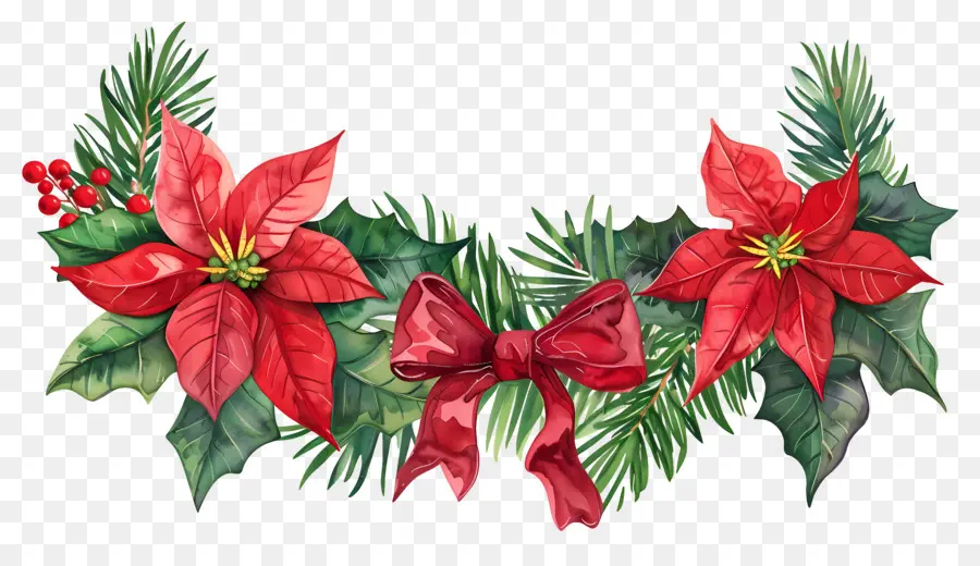 Frontière De Noël，Poinsettia PNG