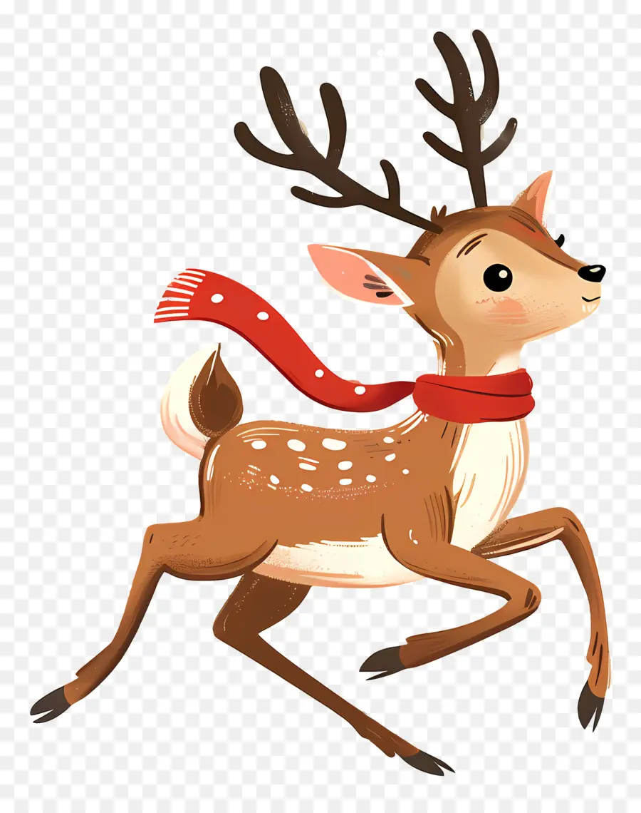 Cerf De Noël，Cerf Avec Ruban Rouge PNG