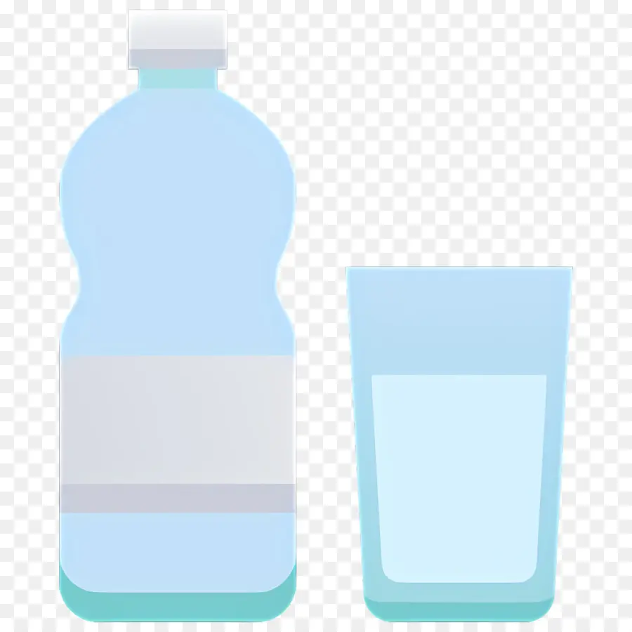 Eau Minérale，Bouteille Et Verre PNG