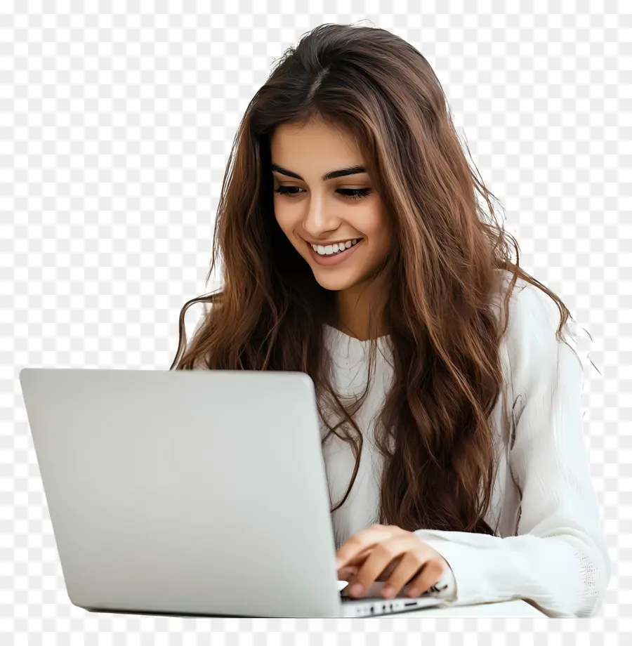 Cours Informatique Fille Étudiant Réel，Fille Avec Ordinateur Portable PNG