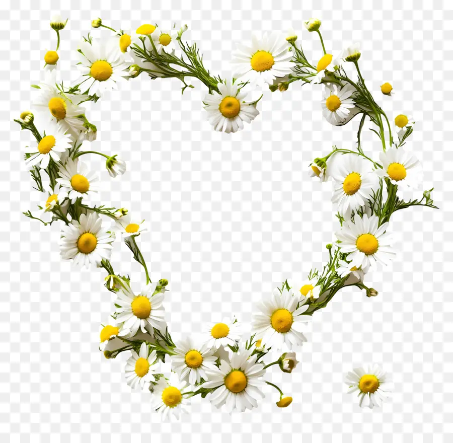 Cadre Coeur，Coeur De Marguerite Blanche PNG