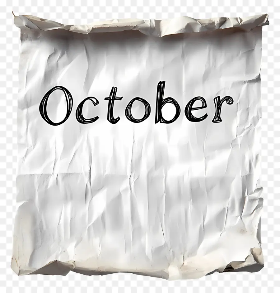 Octobre，Papier Froissé Octobre PNG