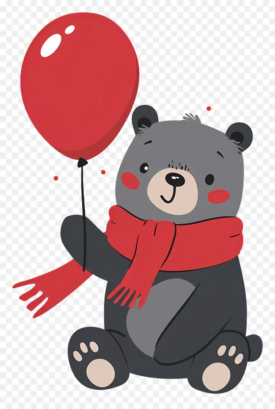 Ours Mignon，Ours Gris Avec Ballon Rouge PNG