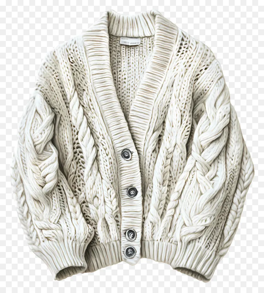 Cardigan，Cardigan En Tricot Blanc PNG