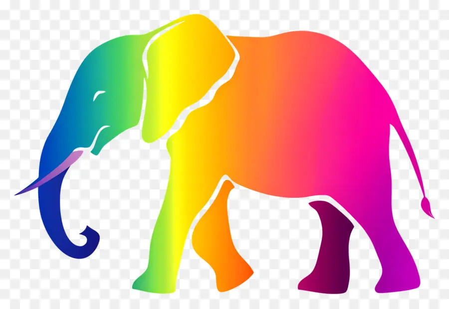 Silhouette D'éléphant，Éléphant Coloré PNG