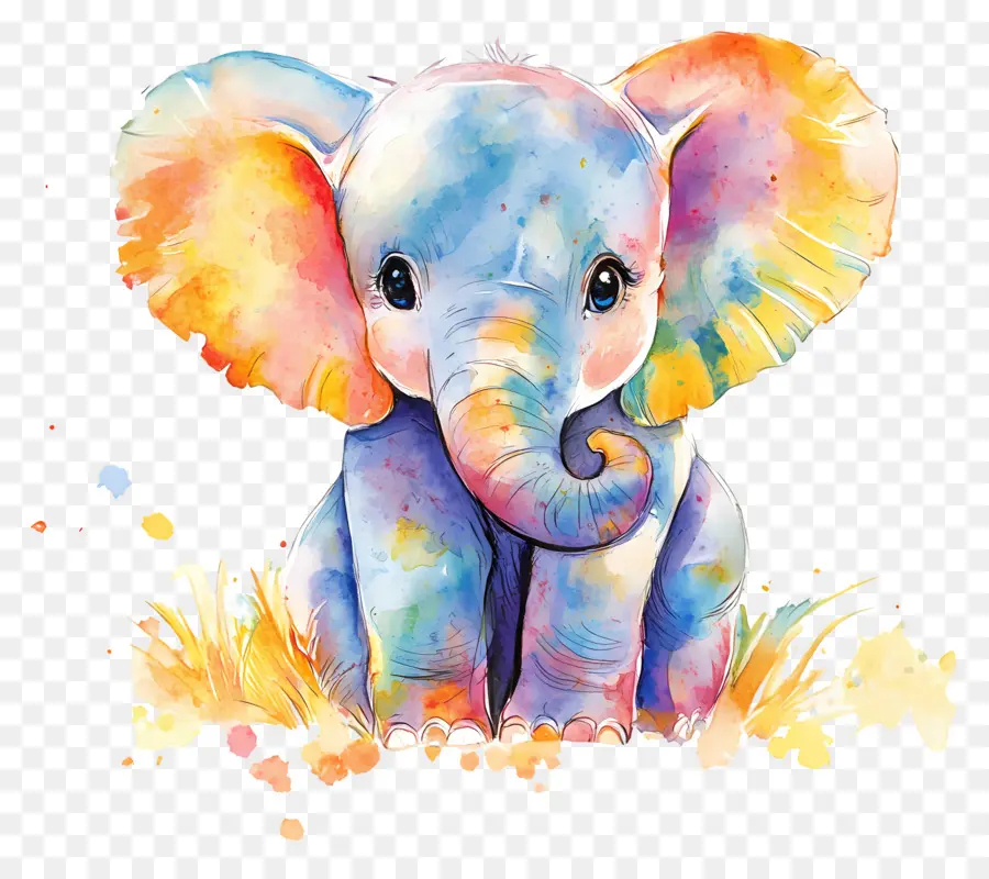 Éléphant Aquarelle，Éléphant Coloré PNG