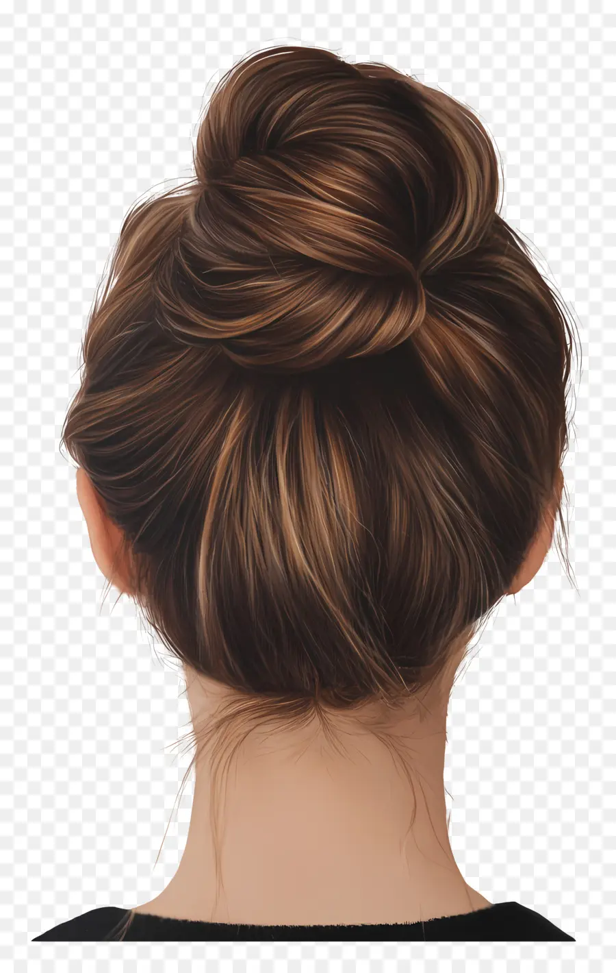 Fille Cheveux，Chignon Brun PNG