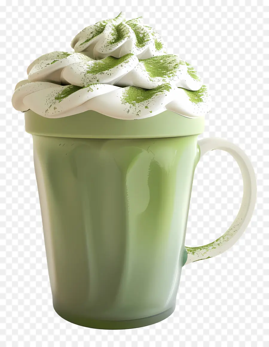 Matcha Latté，Mug Vert à La Crème PNG