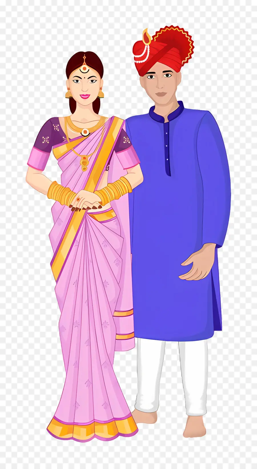 Couple De Mariage Indien，Couple Traditionnel PNG