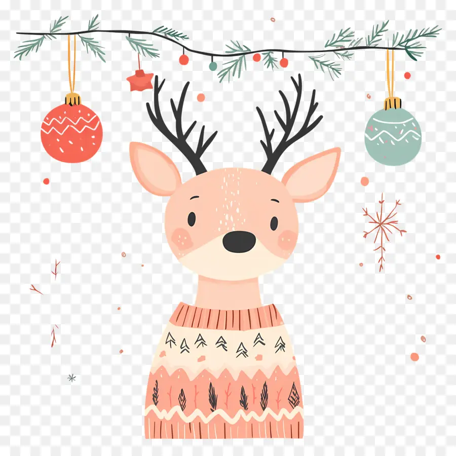 Cerf De Noël，Renne Avec Pull PNG