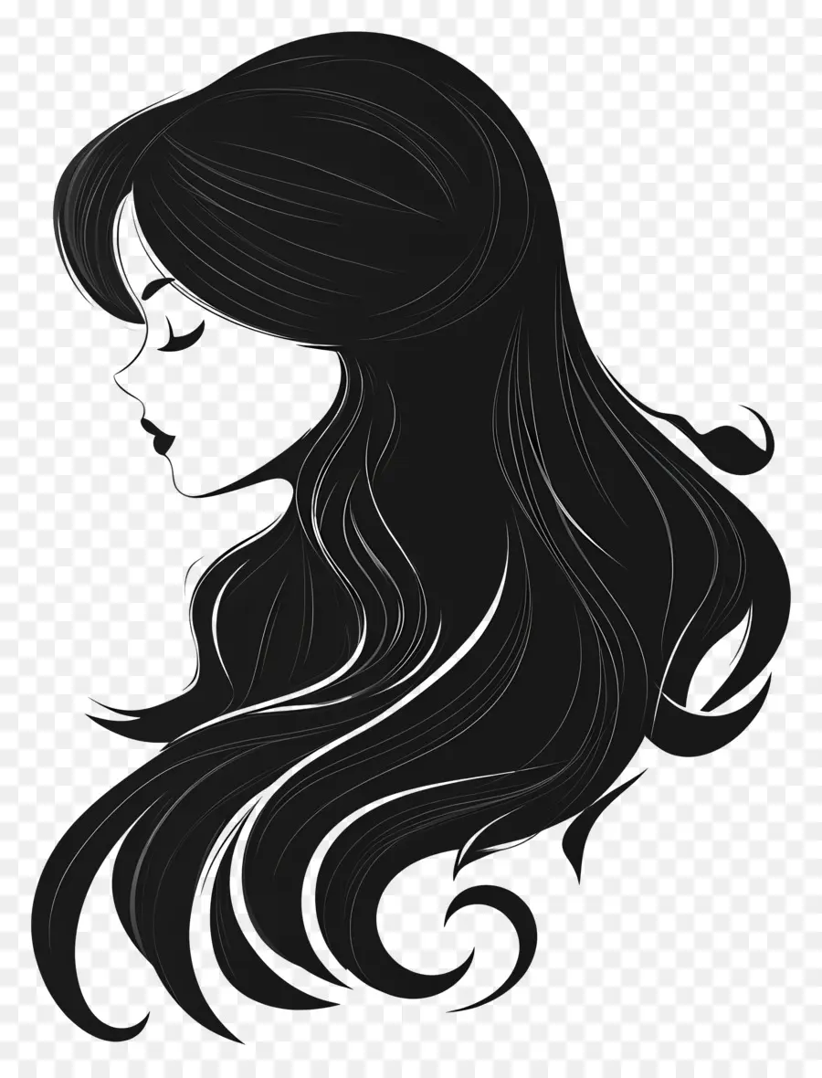 Cheveux De Fille，Silhouette De Femme Aux Cheveux Longs PNG