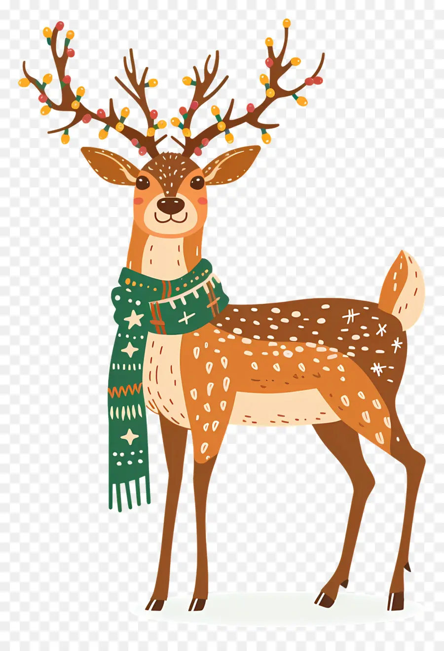 Cerf De Noël，Cerf Avec Ruban Rouge PNG