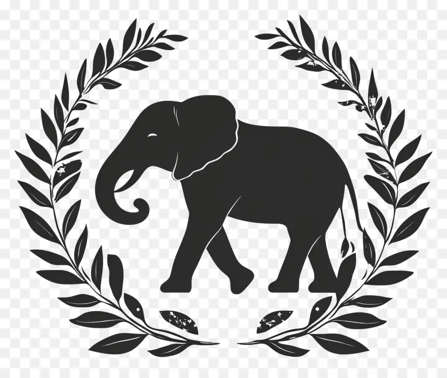 Silhouette D'éléphant，Laurier PNG