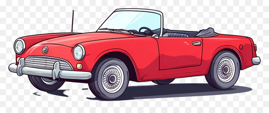 Voiture Animée，Voiture Classique Rouge PNG