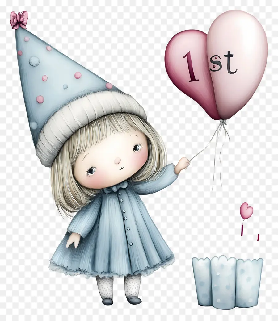 1er Anniversaire，Fille Avec Le 1er Ballon PNG