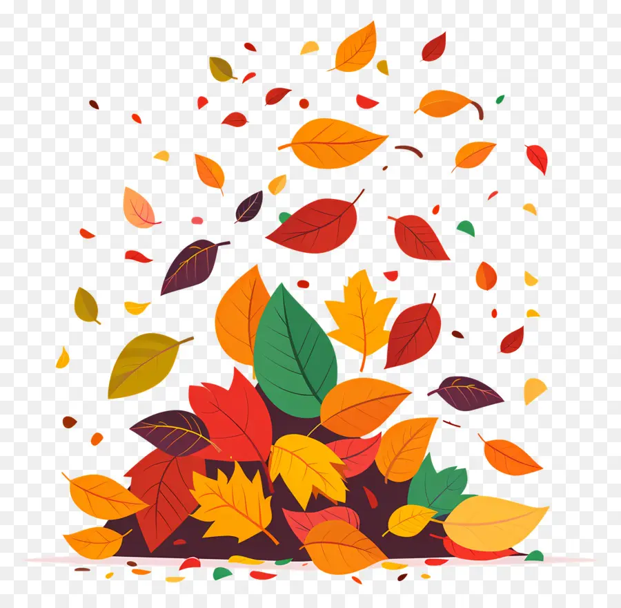 Feuilles Flottantes，Tas De Feuilles D'automne PNG