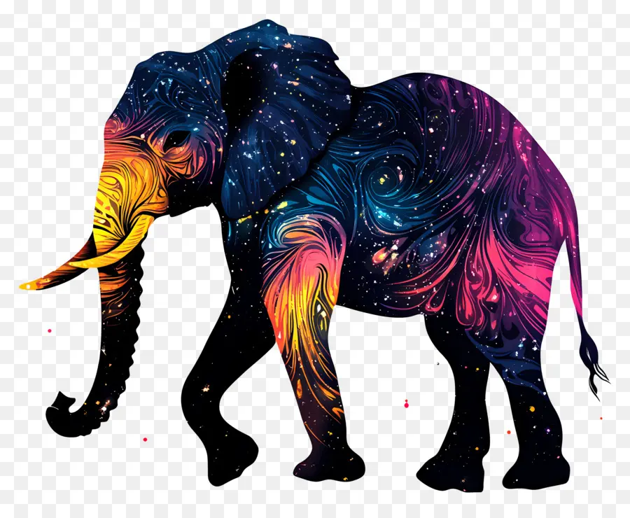 Silhouette D'éléphant，Éléphant De Galaxie PNG