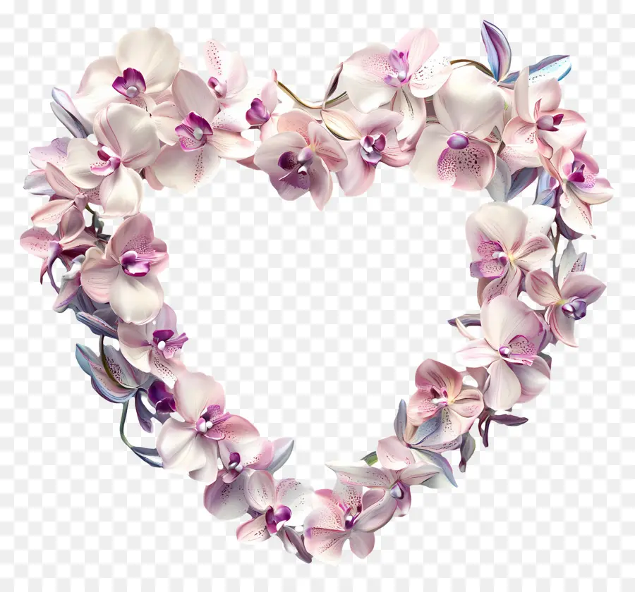 Cadre Coeur，Coeur D'orchidée Blanche PNG