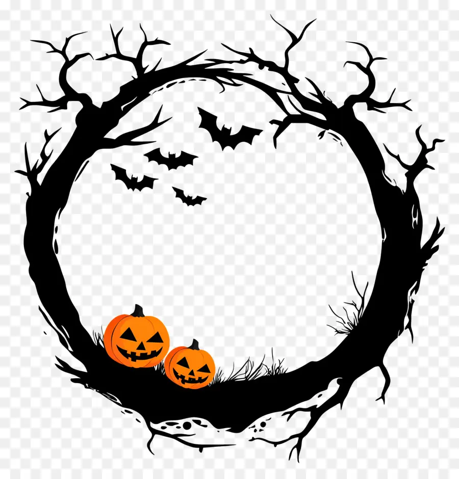 Cadre D'halloween，Couronne De Citrouille PNG