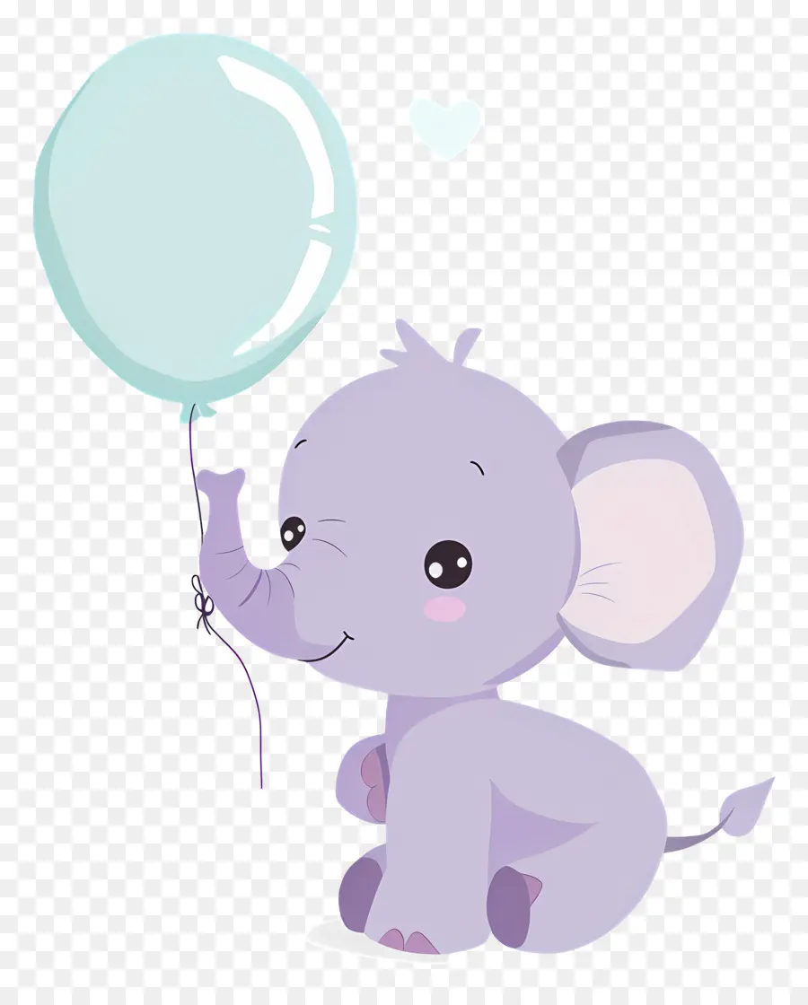 Bébé éléphant，Éléphant Violet Avec Ballon Bleu PNG