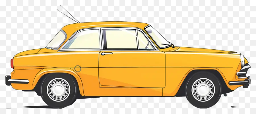 Voiture Animée，Voiture Ancienne Jaune PNG