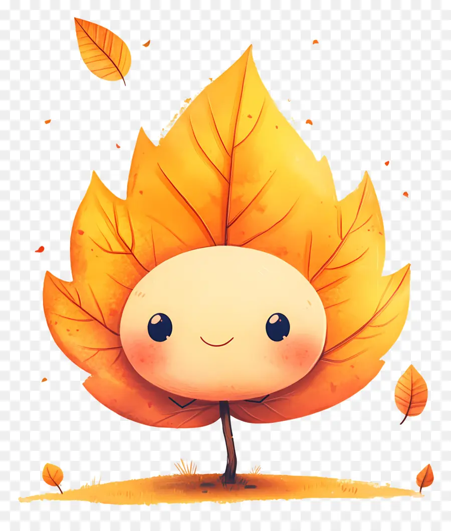 Feuille D'automne Mignonne，Feuille Avec Visage PNG