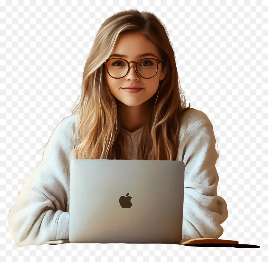 Cours Informatique Fille Étudiant Réel，Femme Avec Ordinateur Portable PNG