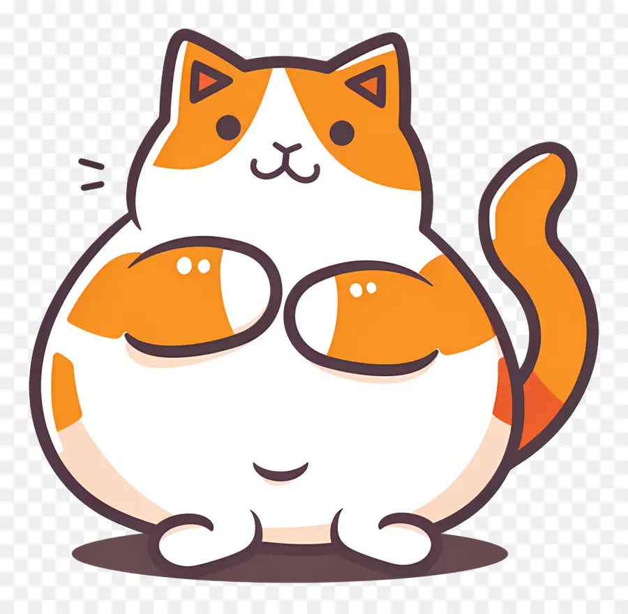 Chat Kawaii，Chat Rond Orange Et Blanc PNG