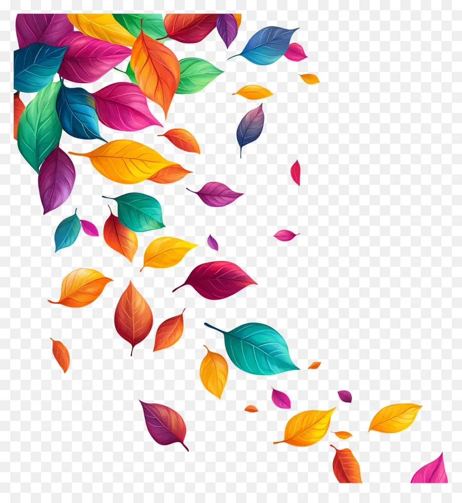 Feuilles Flottantes，Feuilles Colorées PNG