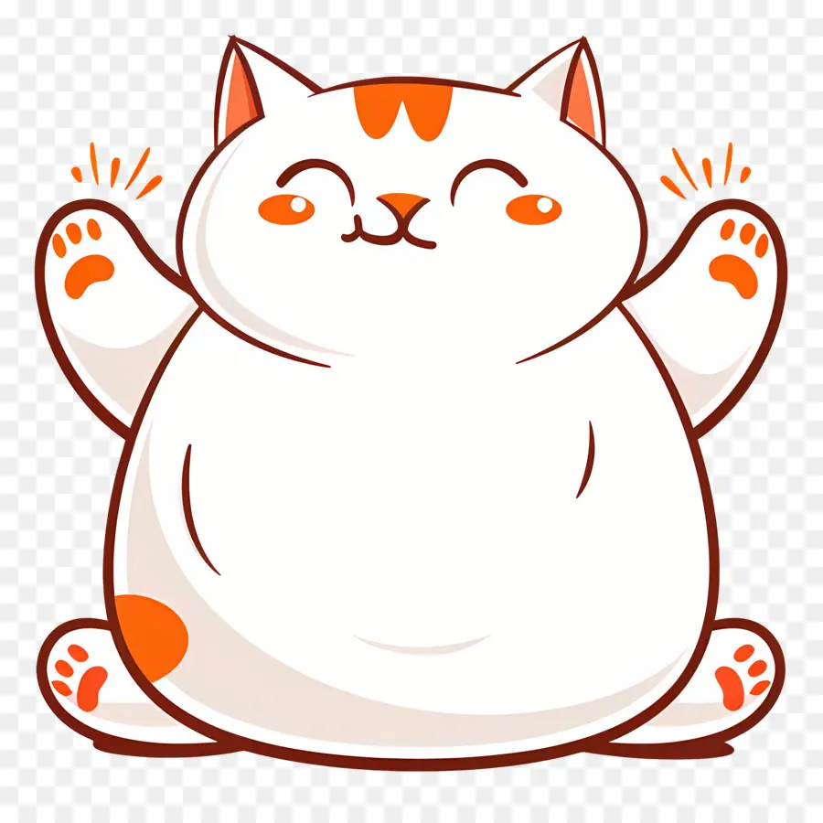 Chat Kawaii，Chat Blanc Potelé PNG