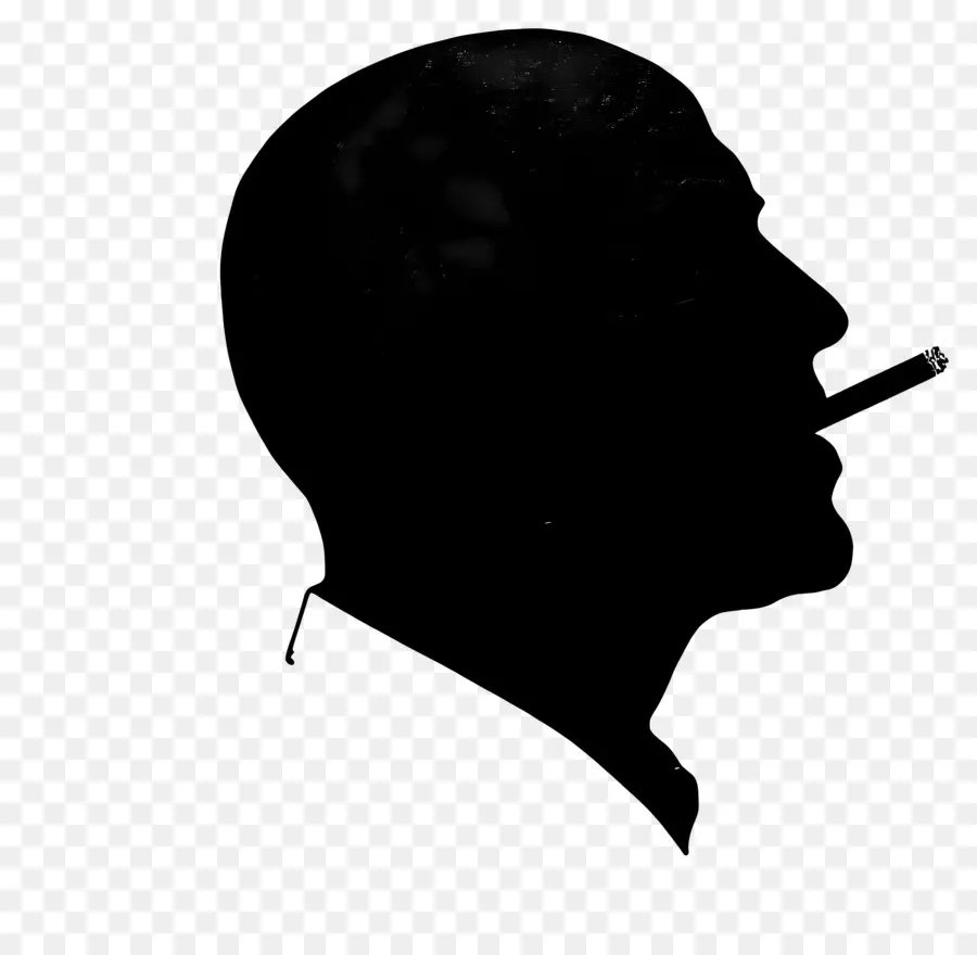 Silhouette De Tête D'homme，Silhouette D'un Homme Avec Un Cigare PNG