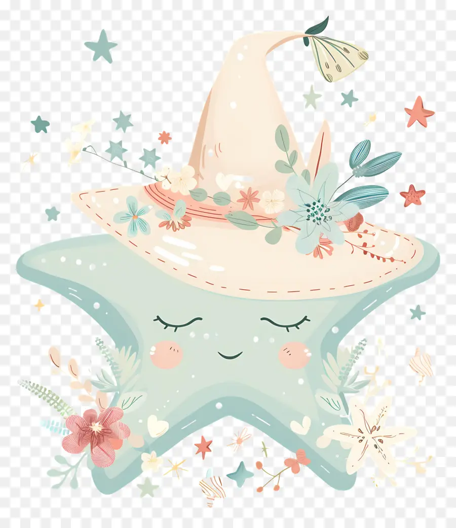 Étoile Mignonne，Jolie étoile Avec Un Chapeau PNG