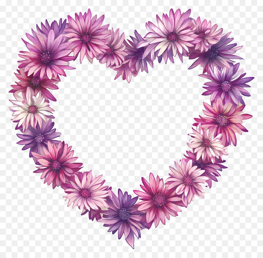 Cadre Coeur，Coeur De Marguerite Violette PNG