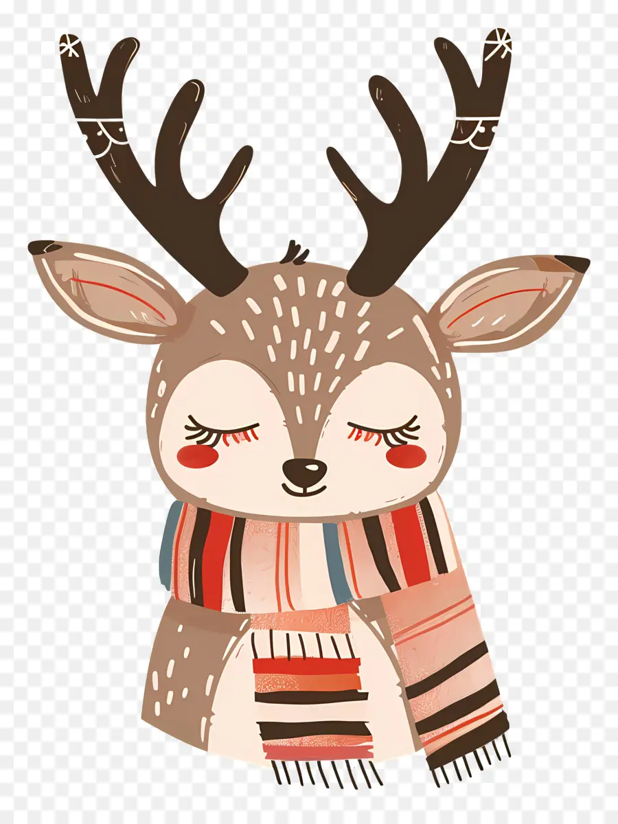 Cerf De Noël，Renne Endormi Avec écharpe PNG