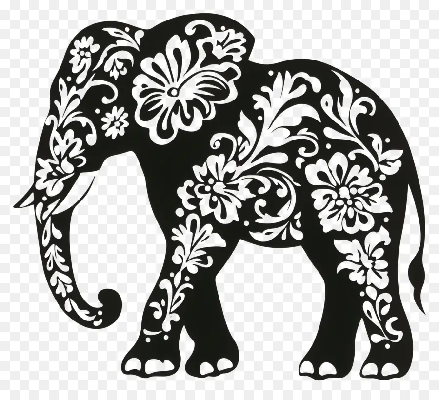 Silhouette D'éléphant，Éléphant Décoratif PNG