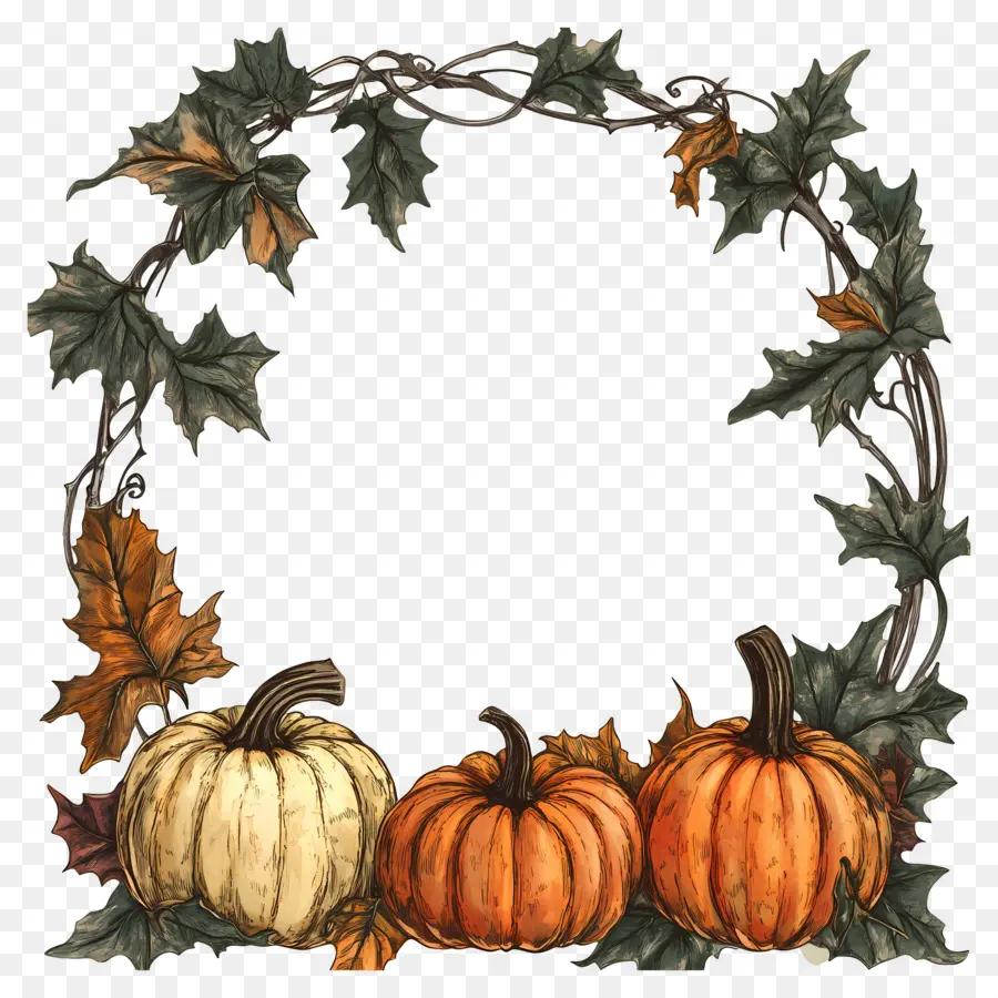 Cadre D'halloween，Citrouilles PNG