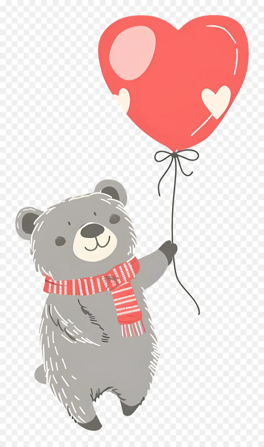 Ours Mignon，Ours Gris Avec Ballon Coeur PNG