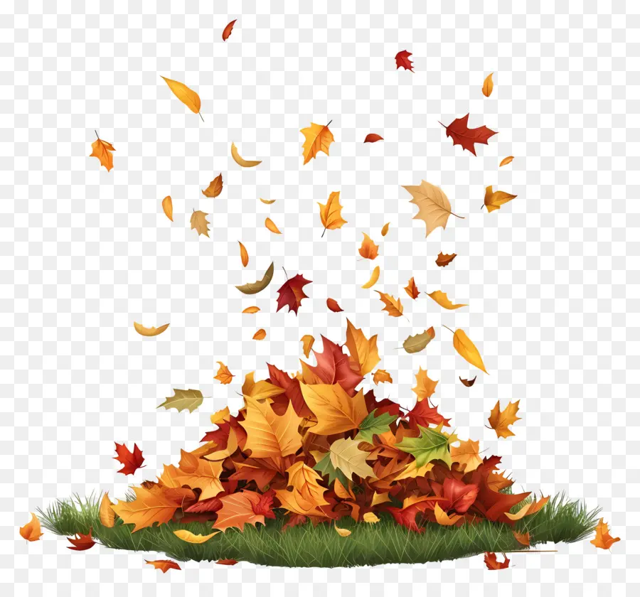 Feuilles Tombées，Tas De Feuilles D'automne PNG