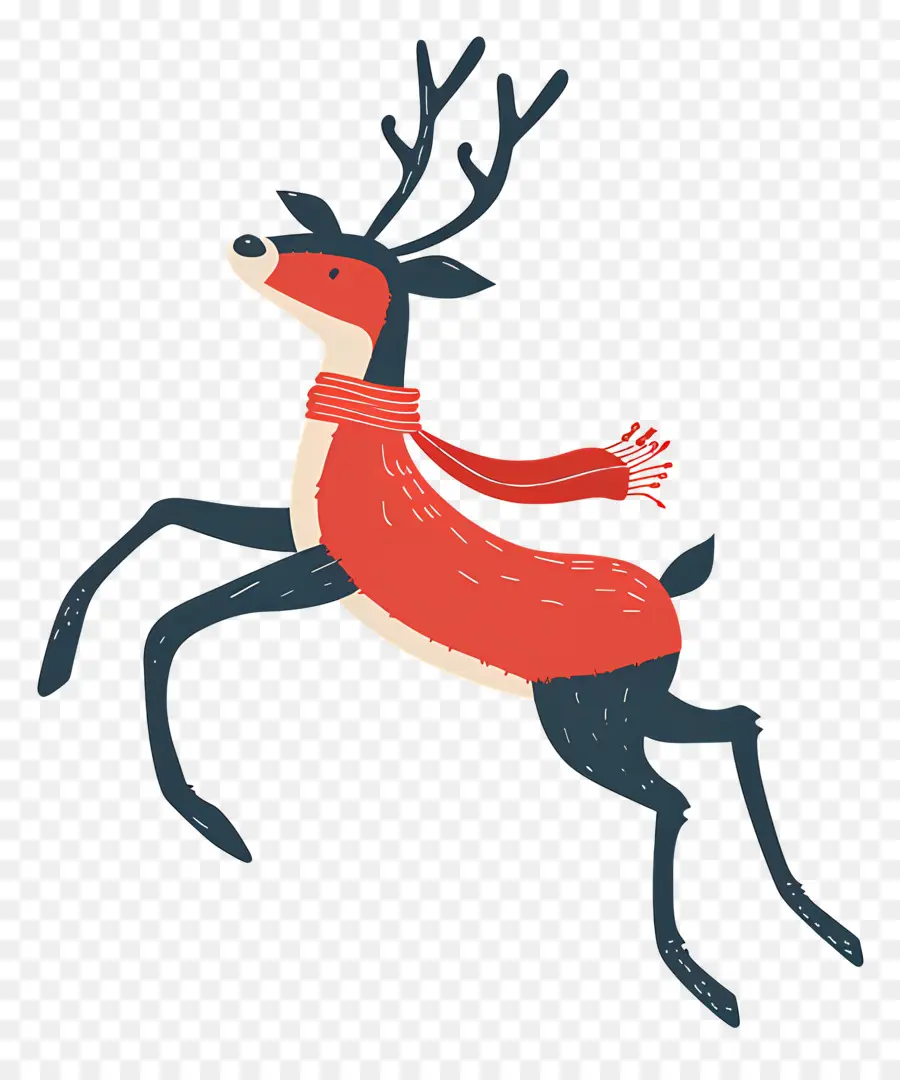 Cerf De Noël，Renne Avec écharpe Rouge PNG