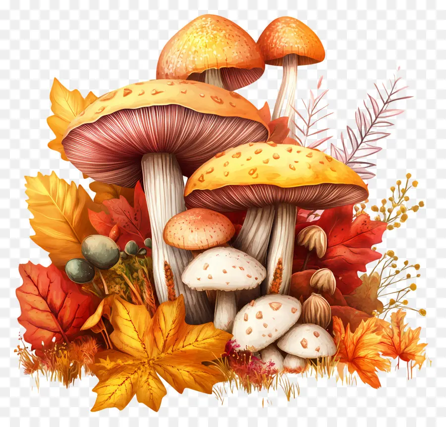 Nature D'automne，Bouquet De Champignons PNG