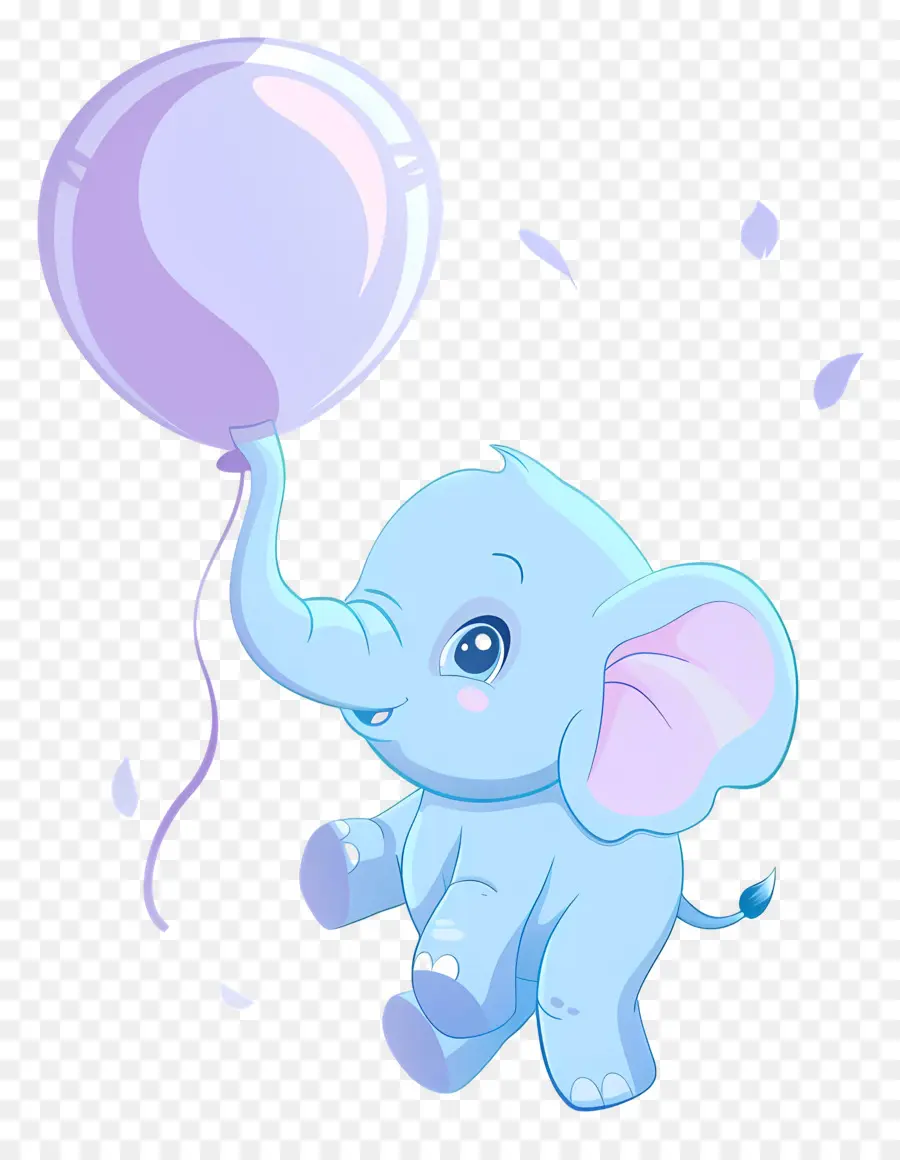 Bébé éléphant，Éléphant Bleu Avec Ballon Violet PNG