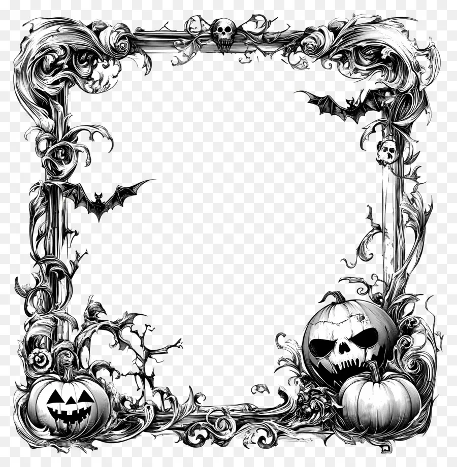 Cadre D'halloween，Cadre Citrouille PNG