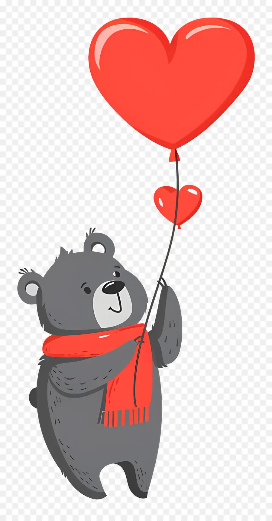 Ours Mignon，Ours Gris Avec Des Ballons Coeur PNG