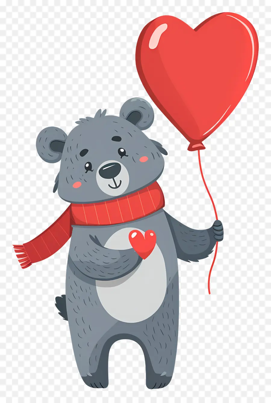 Ours Mignon，Ours Gris Avec Ballon Coeur PNG