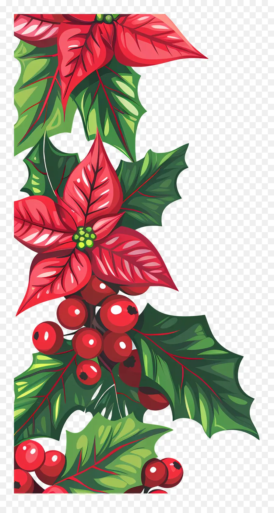 Frontière De Noël，Poinsettia Vertical PNG