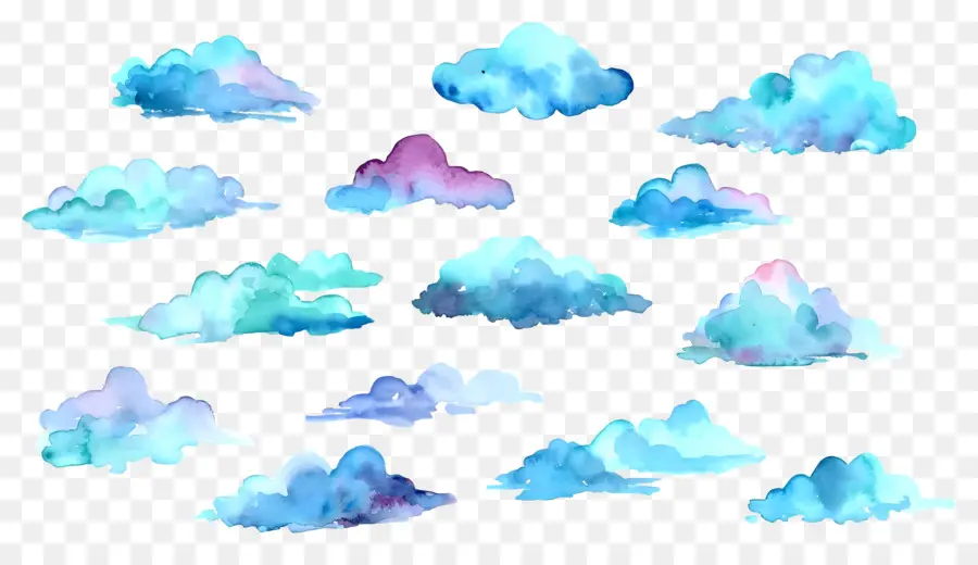 Nuages ​​aquarelle，Nuages ​​bleus PNG